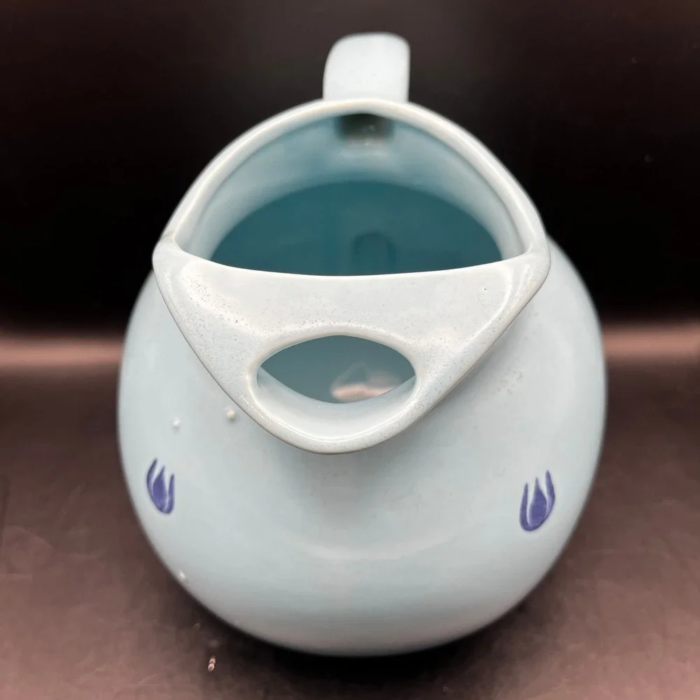 Vtg Light Blue Ceramic Cronin Ball Pitcher Ice Lip USA 1950 7